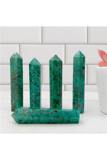 6204 - Chrysocolla Point - Mini Tower - 2.5"T - 6 Fauceted Sides - Stands Upright