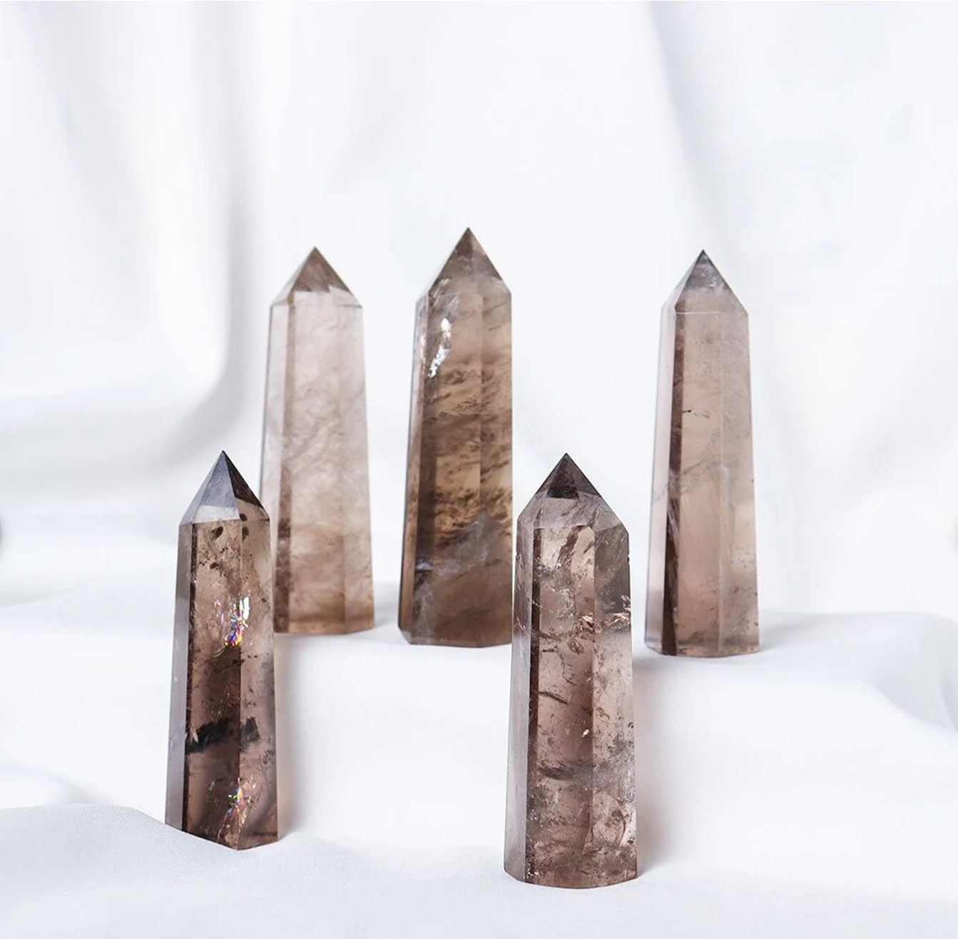 6208 - Smoky Quartz Tower - 7-8cm tall - 6 Fauceted Sides -  sold by piece-1