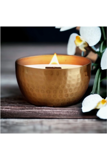 SHEER VANILLA & ORCHID | Brass Bowl Candle