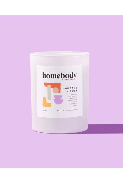 6521 - Bloom & Burn Candle - RHUBARB + ROSE - 10oz - Wild Flower Seed Infused Top - Homebody Candle Co.
