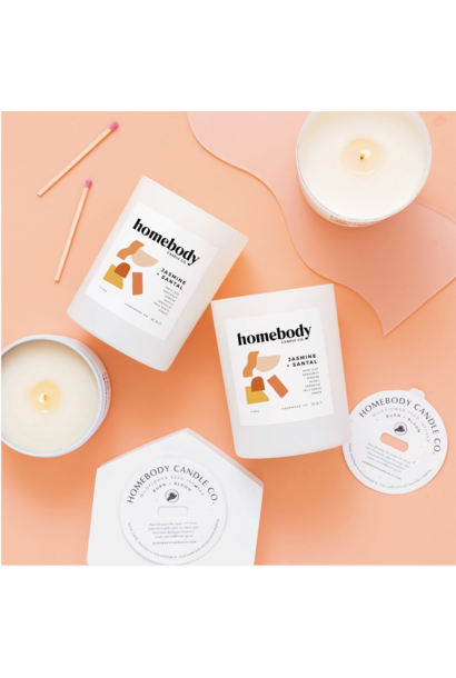 6522 - Bloom & Burn Candle - JASMINE + SANTAL - 10oz - Wild Flower Seed Infused Top - Homebody Candle Co.