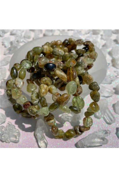 6544 - Tumbled Stone Bracelet - GREEN GARNET - 8-10mm Beads