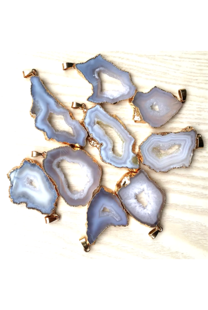 White & Light Blue Druzy Agate Pendant | Golde