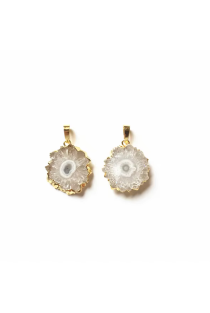 White Agate Eye Pendant | Gold