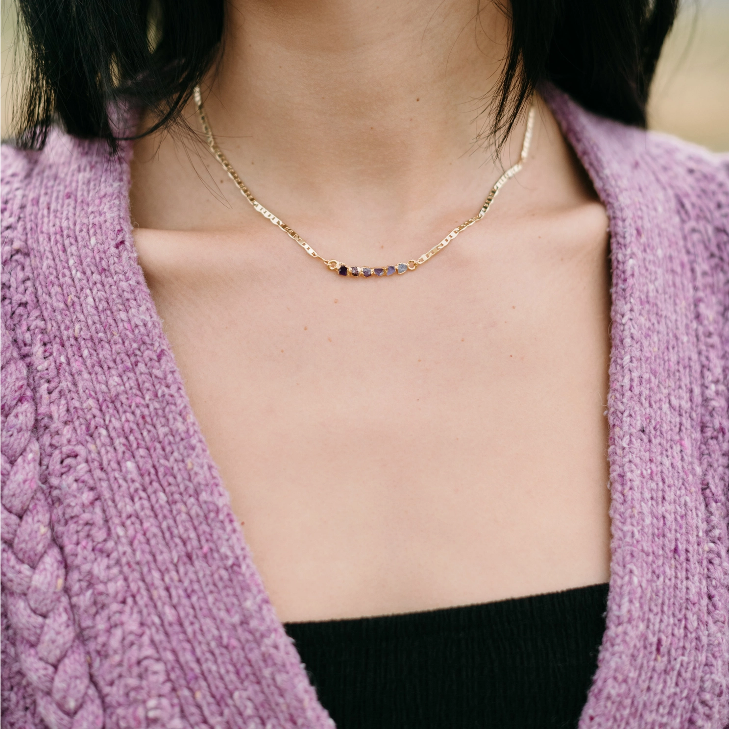 Purple Ombré Crystal Necklace