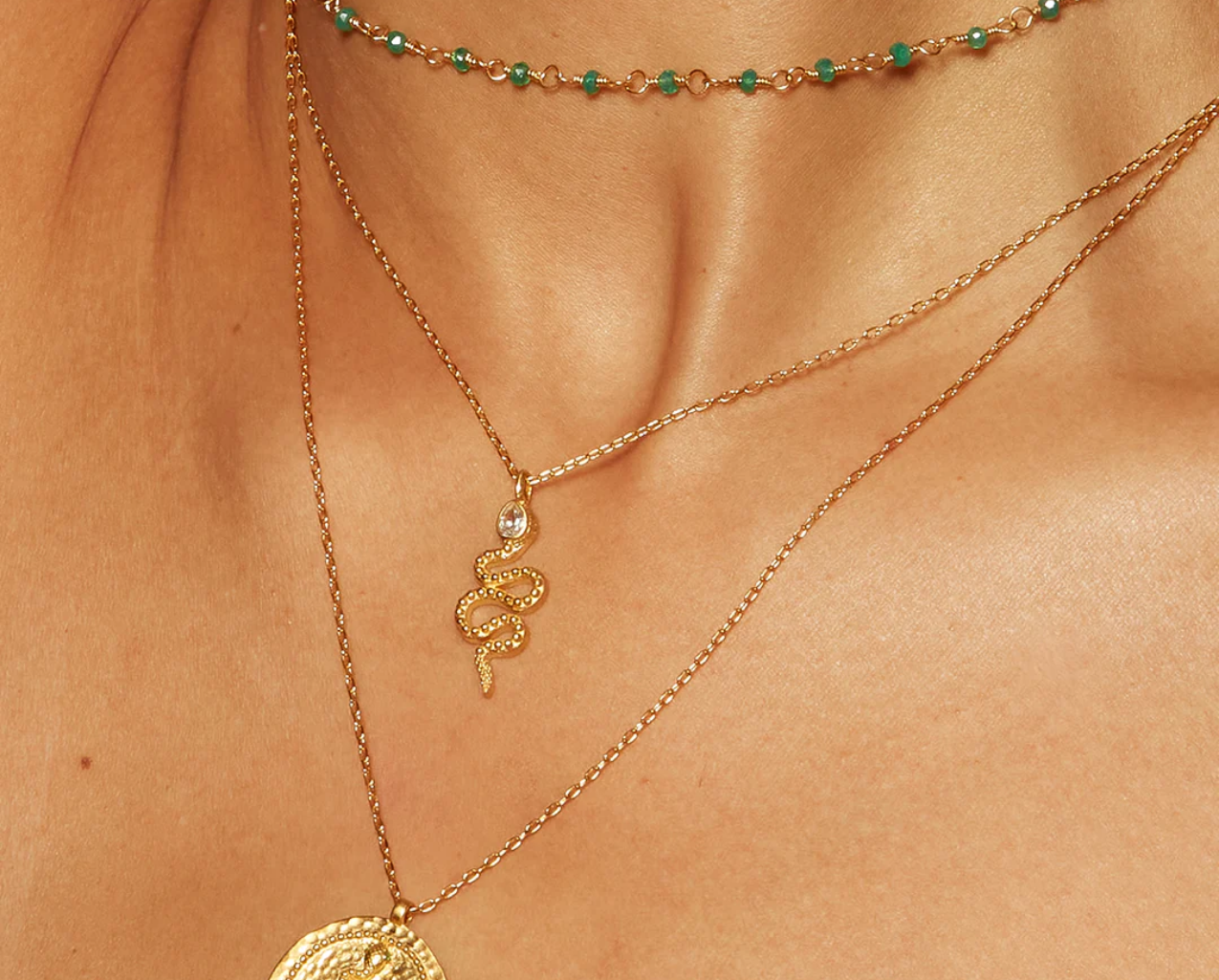White Topaz Snake Necklace