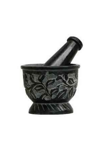 Mortar & Pestle | Black and Grey Soapstone