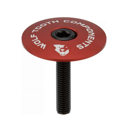 Wolf Tooth components Ultralight Stem Cap and Bolt, 1-1/8'' (Red)