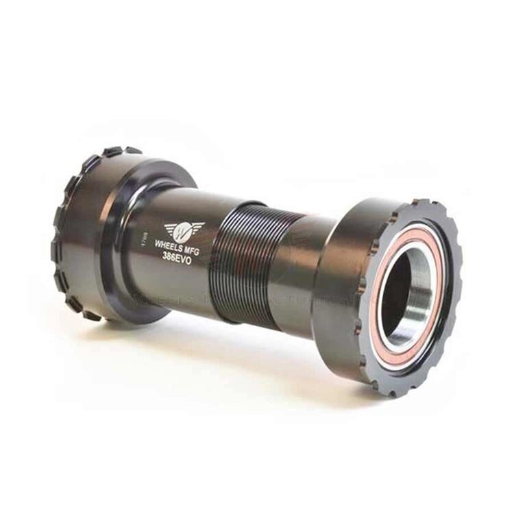 Wheels Manufacturing 386EVO to External BB, Press Fit BB, BB386EVO, Spindle: 24mm, Width: 86mm, Diameter: 46mm