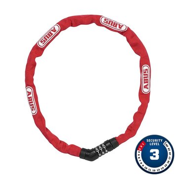 Abus Steel-O-Chain 4804C, Chain Lock, Combination, 4mm, 75cm, 2.5', Red