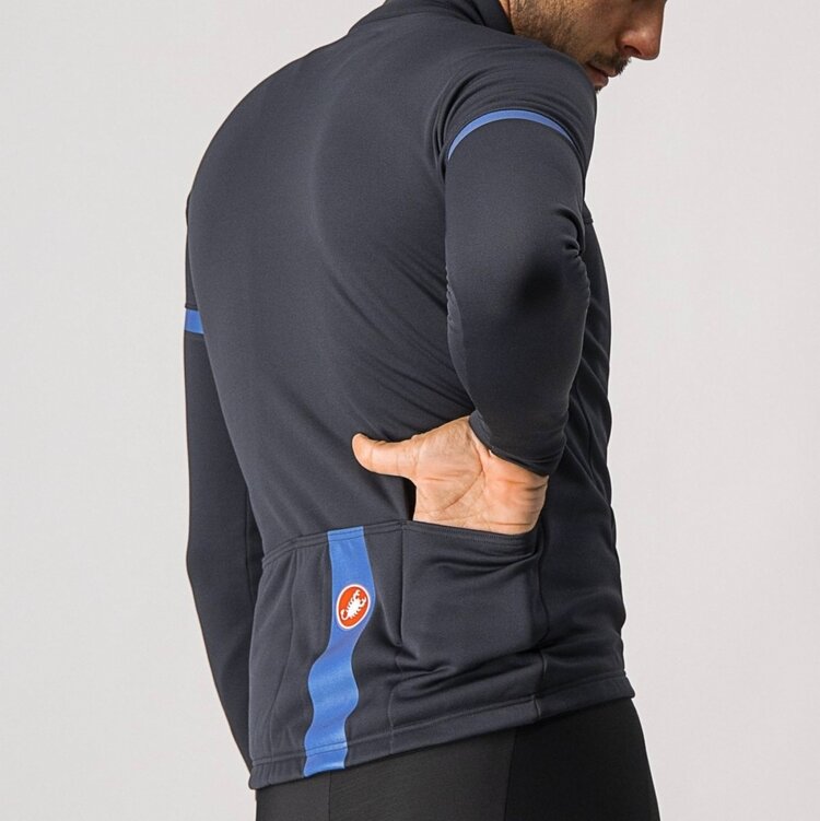 Castelli Castelli Fondo 2 Jersey FZ, Men's, Light Black/Blue Reflex