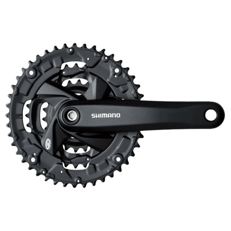Shimano FRONT CHAINWHEEL, FC-M371-L, FOR REAR 9-SPEED, 170MM, 48X36X26T W/CG(INTEGRATEDTYPE), CHAINCASE COMPATIBLE,BLACK,W/CRANK FIXINGBOLT,SHIMANO LOGO IND PACK