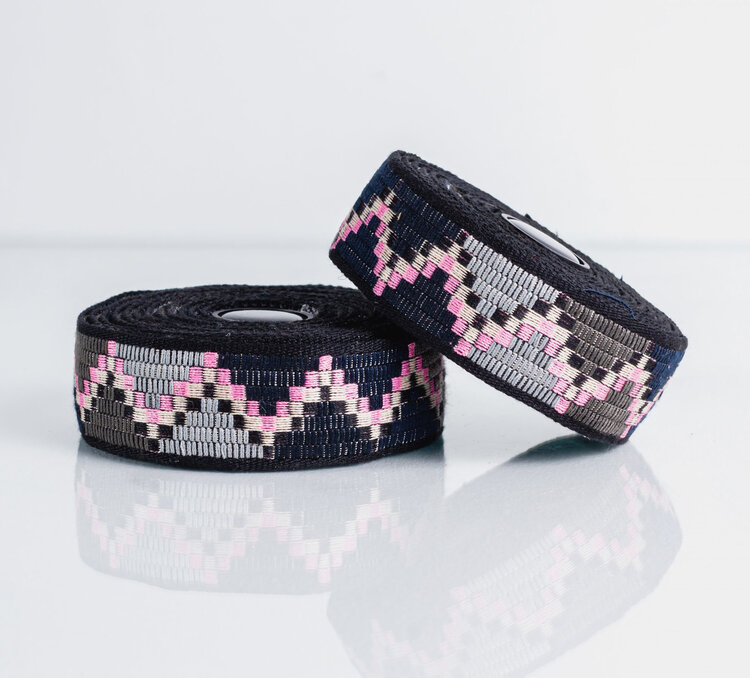 BTP Bartape BTP Woven & Ribbon Bartape, Woven Jungle Grey Pink, 2.5 mm