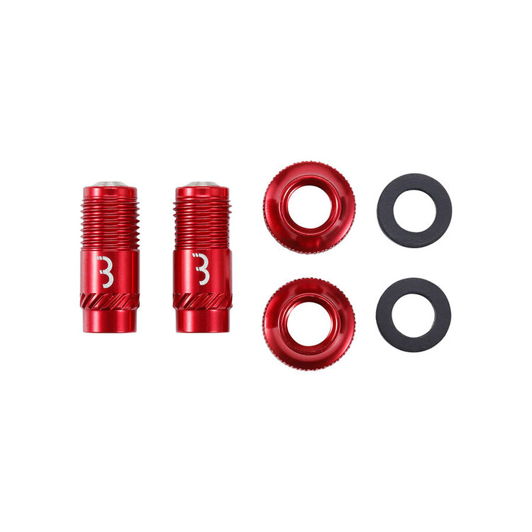 BBB Cycling BBB Cycling BTI-165 CoreCap, Tubeless Valve, Red, Pair