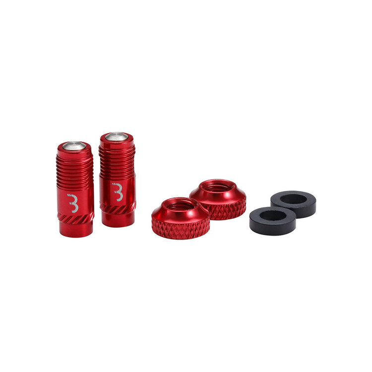 BBB Cycling BBB Cycling BTI-165 CoreCap, Tubeless Valve, Red, Pair