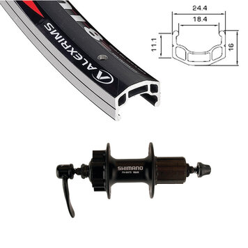 DM18 Rear Wheel, 700c, 6 Bolt/Rim, QR, 36 Spokes