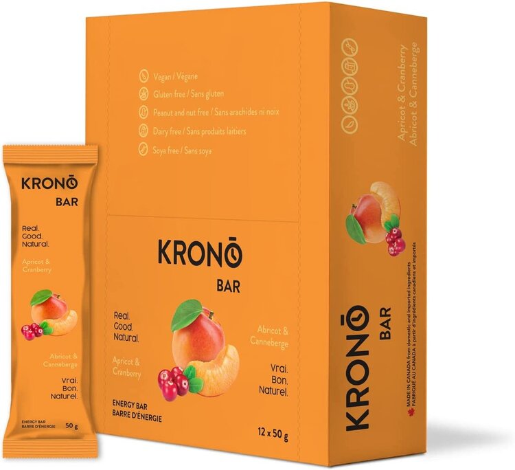 Krono Krono Energy Bar, Apricot Cranberry, 1 Box of 12