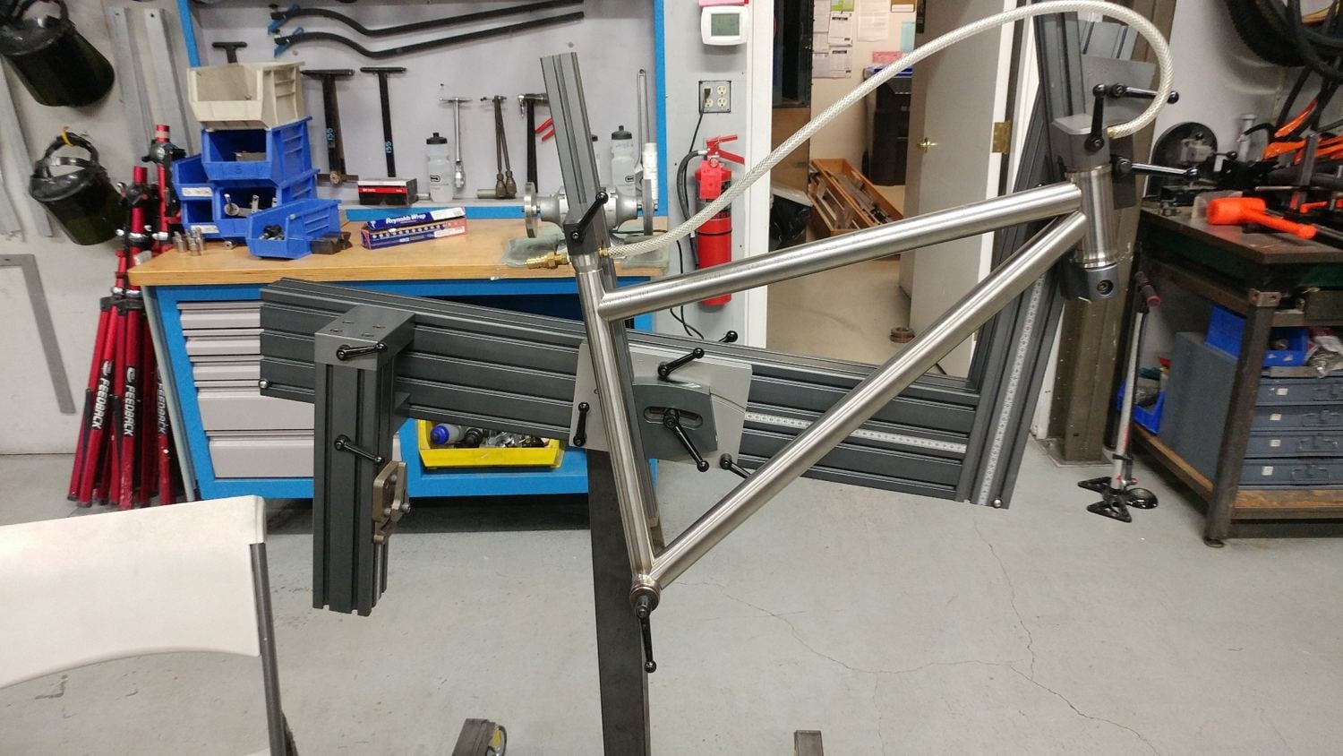 Custom bicycle frame in Dream Cyclery workshop