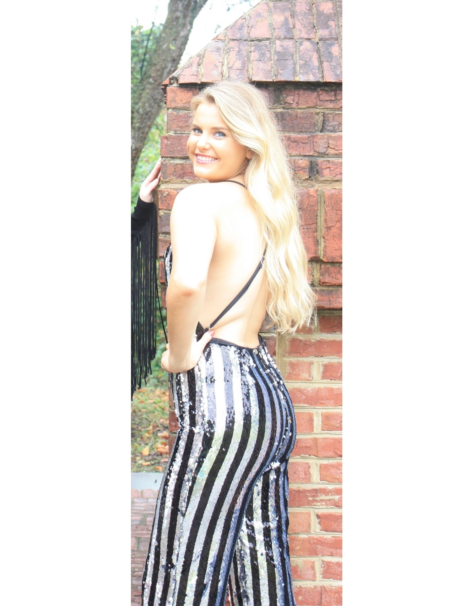 black and silver jumpsuit