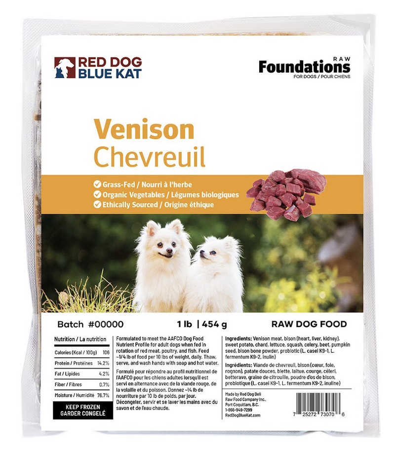 Red Dog Blue Kat Red Dog Blue Kat - Foundations - Dog - Venison 1lb (4x0.25)