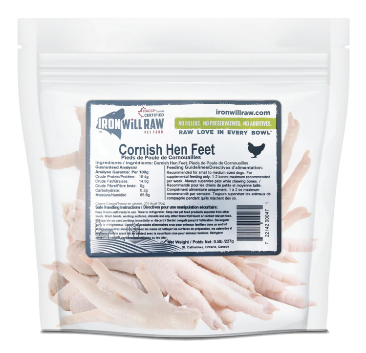 Iron Will Raw Iron Will - Cornish Hen Feet 1/2lb