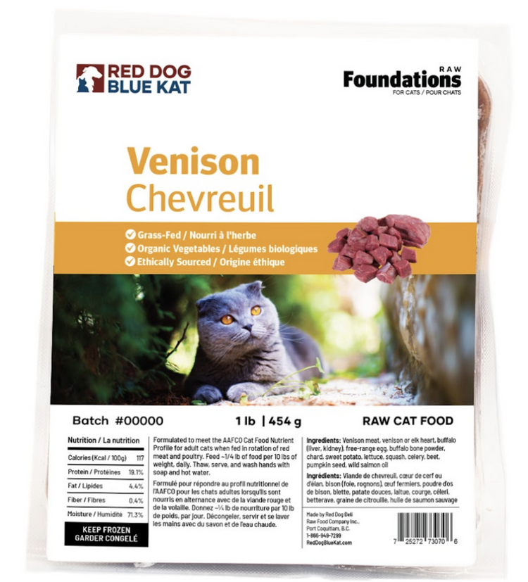Red Dog Blue Kat Red Dog Blue Kat - Foundations CAT -  Venison 1lb (4x0.25)