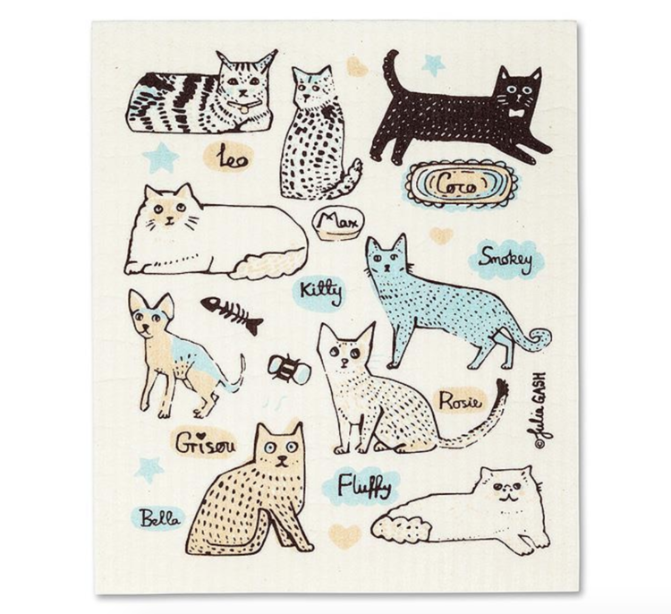 Abbott Swedish Dishcloth - Cats & Names
