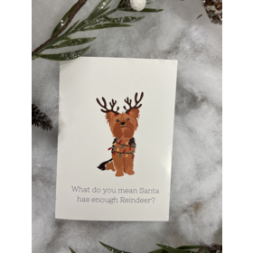 Chews Chews - Folded Card - Yorkie Reindeer