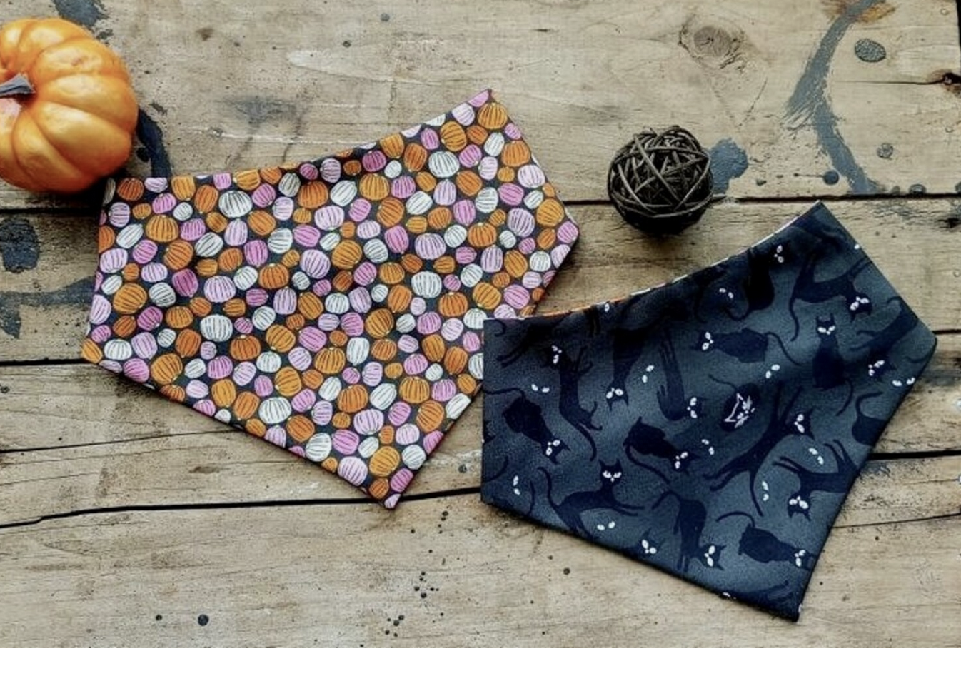 Bogdog Bog Dog - Bandana - Pumpkin/Black Cat Medium