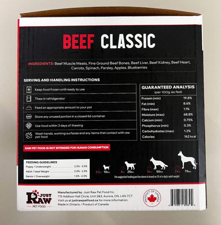 Just Raw Just Raw - Beef CLASSIC - 6LB