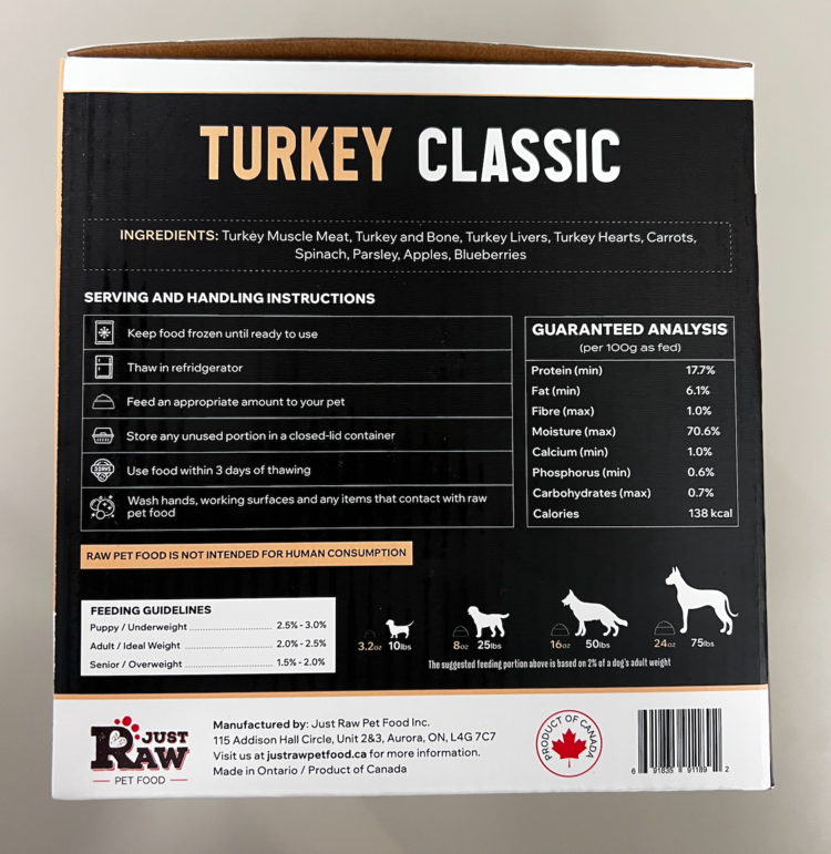 Just Raw Just Raw - Turkey COMPLETE - 6LB