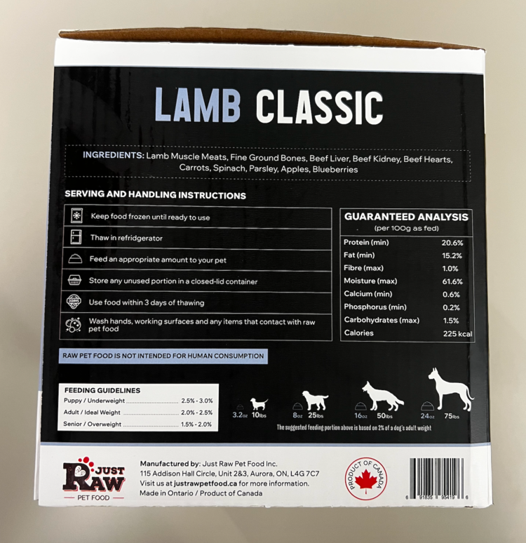 Just Raw Just Raw - Lamb CLASSIC - 6LB