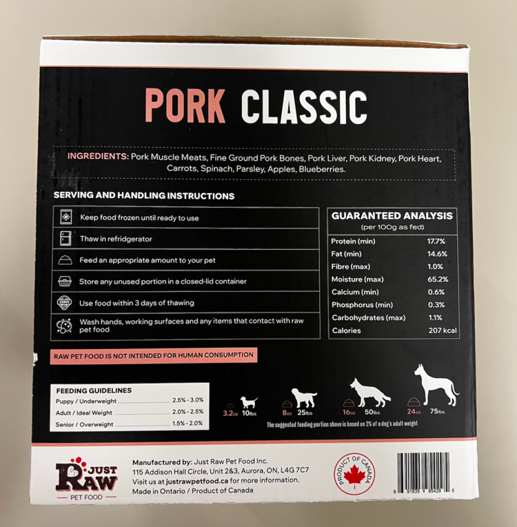 Just Raw Just Raw - Pork CLASSIC - 6LB