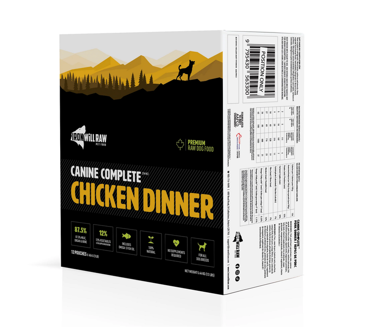 Iron Will Raw Iron Will Raw - Canine Complete - Chicken Dinner 12lb
