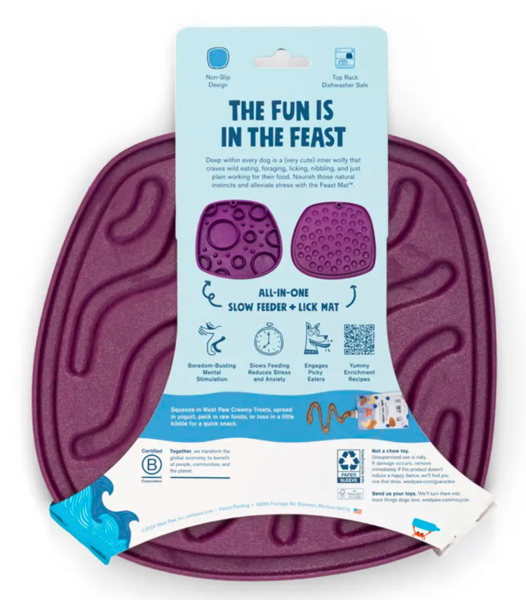 West Paw West Paw - Slow feeder Waves Feast Mat - Tropic Maroon Red