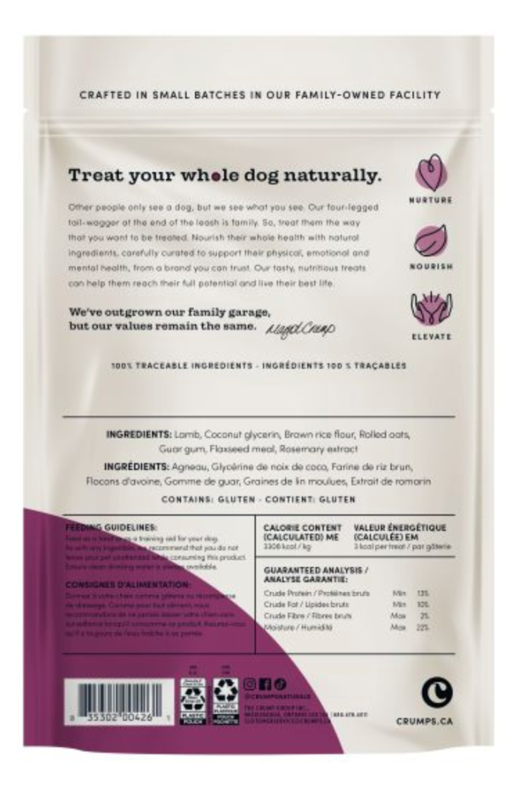 Crumps' Naturals Crumps - Mini Trainers - Lamb - Semi Moist Dog - 4.7oz