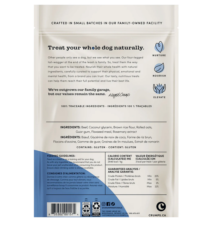 Crumps' Naturals Crumps - Mini Trainers - Beef - Semi Moist Dog - 4.7oz