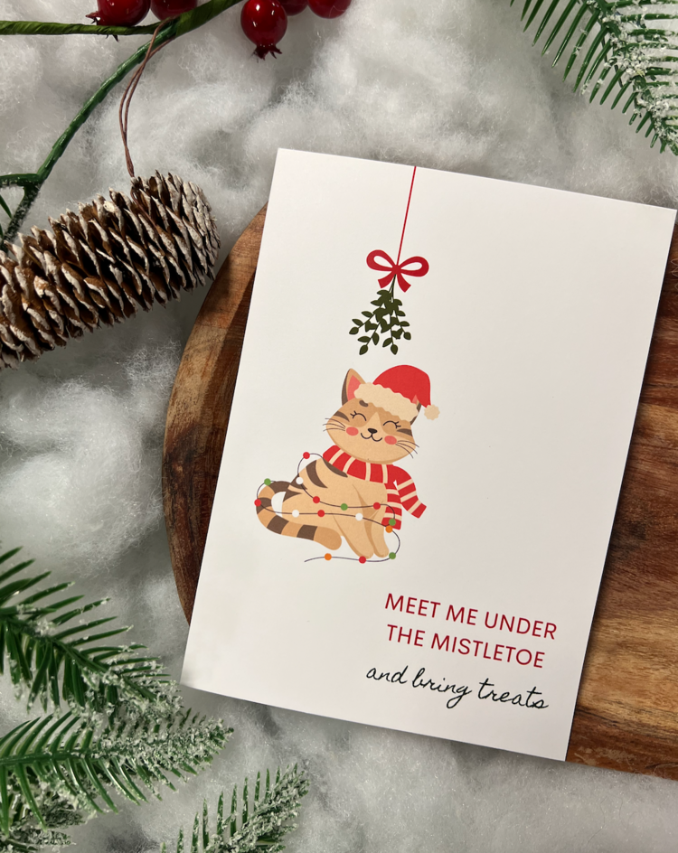 Chews Chews - Holiday Card - Mistletoe Cat