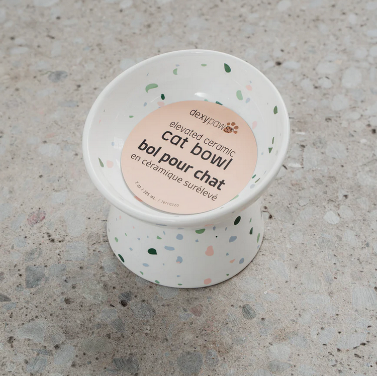 Dexy Paws Dexy Paws - Cat - Terrazzo - Raised Ceramic Bowl - 8.8oz
