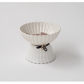 Dexy Paws Dexy Paws - Cat - White/Black Flower - Raised Ceramic Bowl - 8.7oz