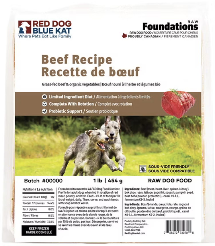 Red Dog Blue Kat Red Dog Blue Kat - Foundations - Dog - Beef 1lb (4x0.25)