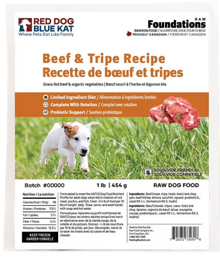 Red Dog Blue Kat Red Dog Blue Kat - Foundations - Dog - Beef and Tripe 1lb (4x0.25)