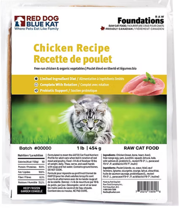 Red Dog Blue Kat Red Dog Blue Kat - Foundations CAT -  Chicken 1lb (4x0.25)