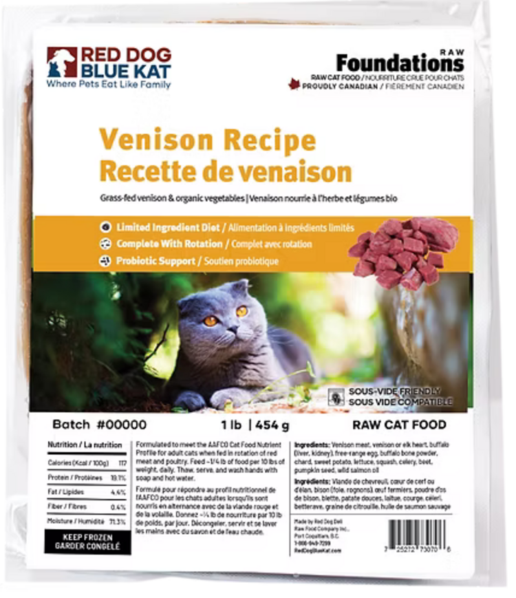 Red Dog Blue Kat Red Dog Blue Kat - Foundations CAT -  Venison 1lb (4x0.25)