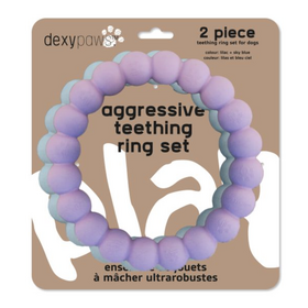 Dexy Paws Dexy Paws - 2 Piece Aggressive Teething Ring Set - Lilac and Sky Blue