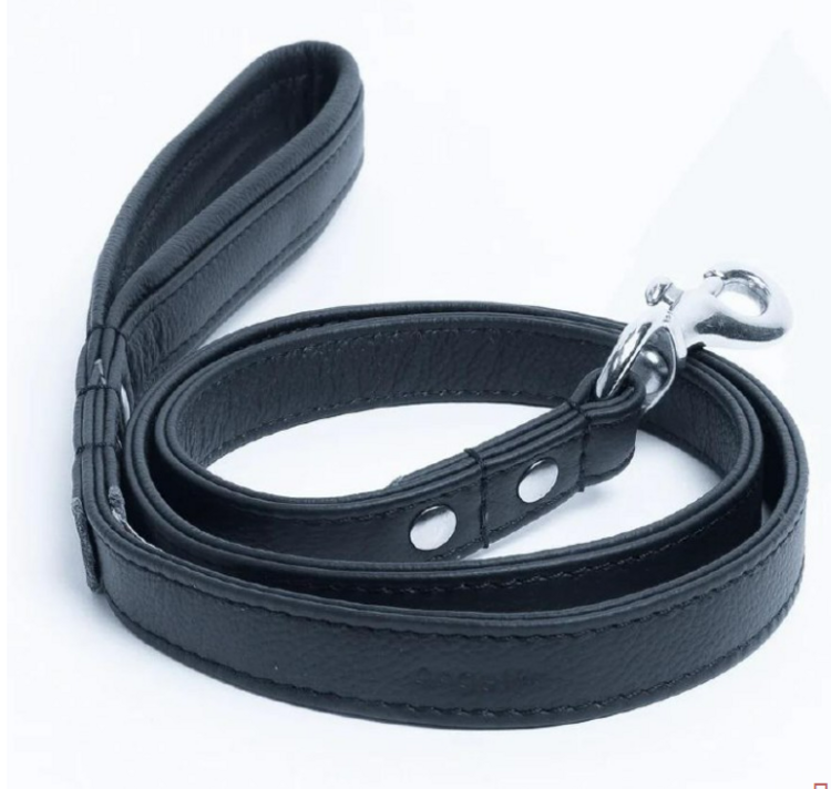 Angel Angel - Leather Alpine Leash - 4'X1/2" - Midnight Black