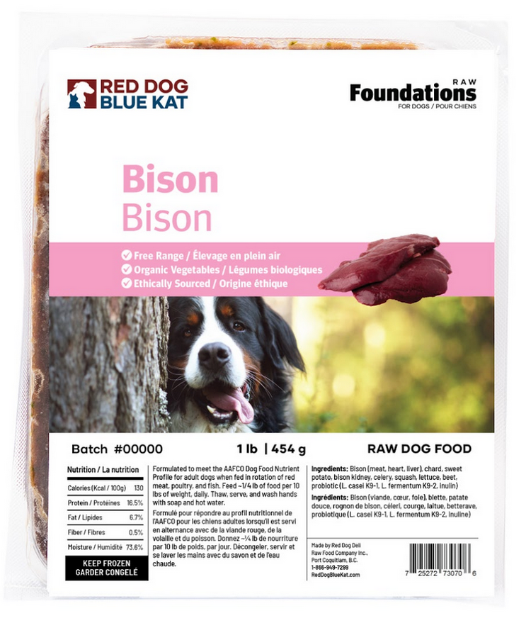 Red Dog Blue Kat Red Dog Blue Kat - Foundations - Dog - Bison 1lb (4x0.25)