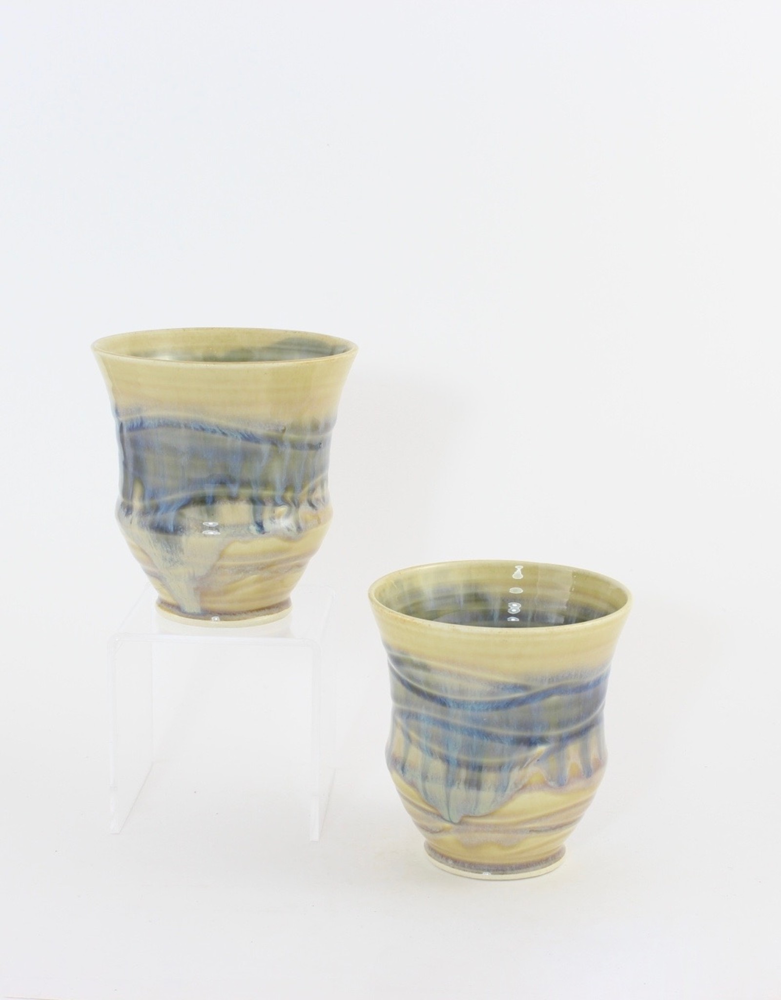 Linda Wright Wine Cups, cream gloss glaze, Big Hill Pottery