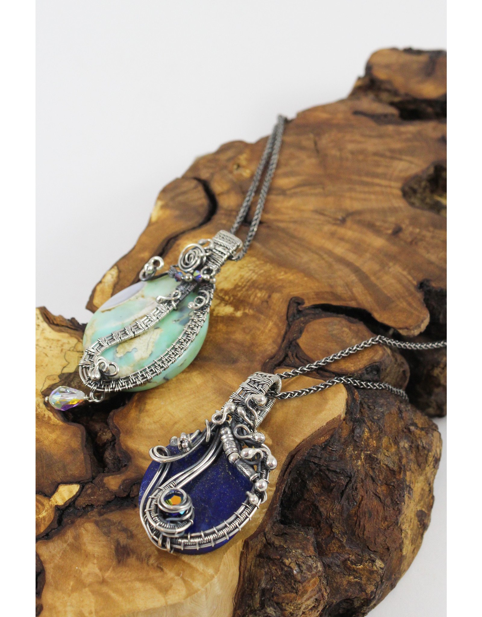 Tasha Matthews Complex Wire Weave Pendants with Semi-Precious Stones by Tasha Grace Designs