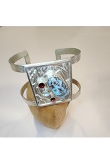 Teddy Tedford Sterling Silver Cuff with Laminar, Topaz and Garnet by Teddy Tedford